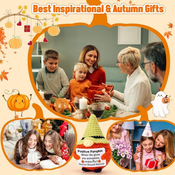 Inspirational Crochet Gnome Pumpkin Gifts - Positive Emotional Support Decor - Picture 8 of 9